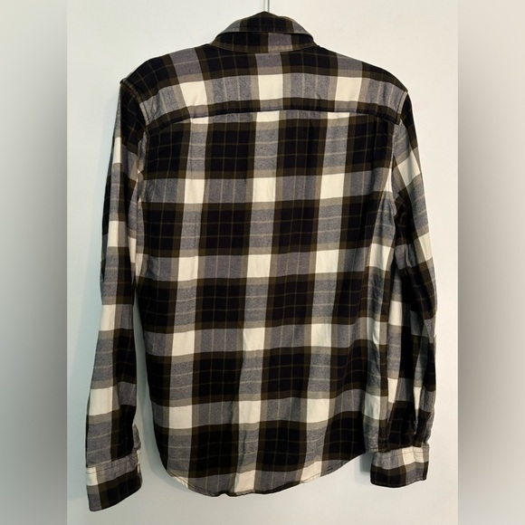 Abercrombie & Fitch Mens Slim Fit Flannel Button Down Size Small Olive Dark Navy - Picture 3 of 8